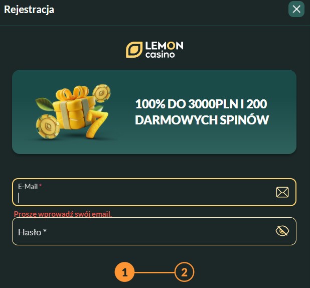 Rejestracja w kasynie Lemon